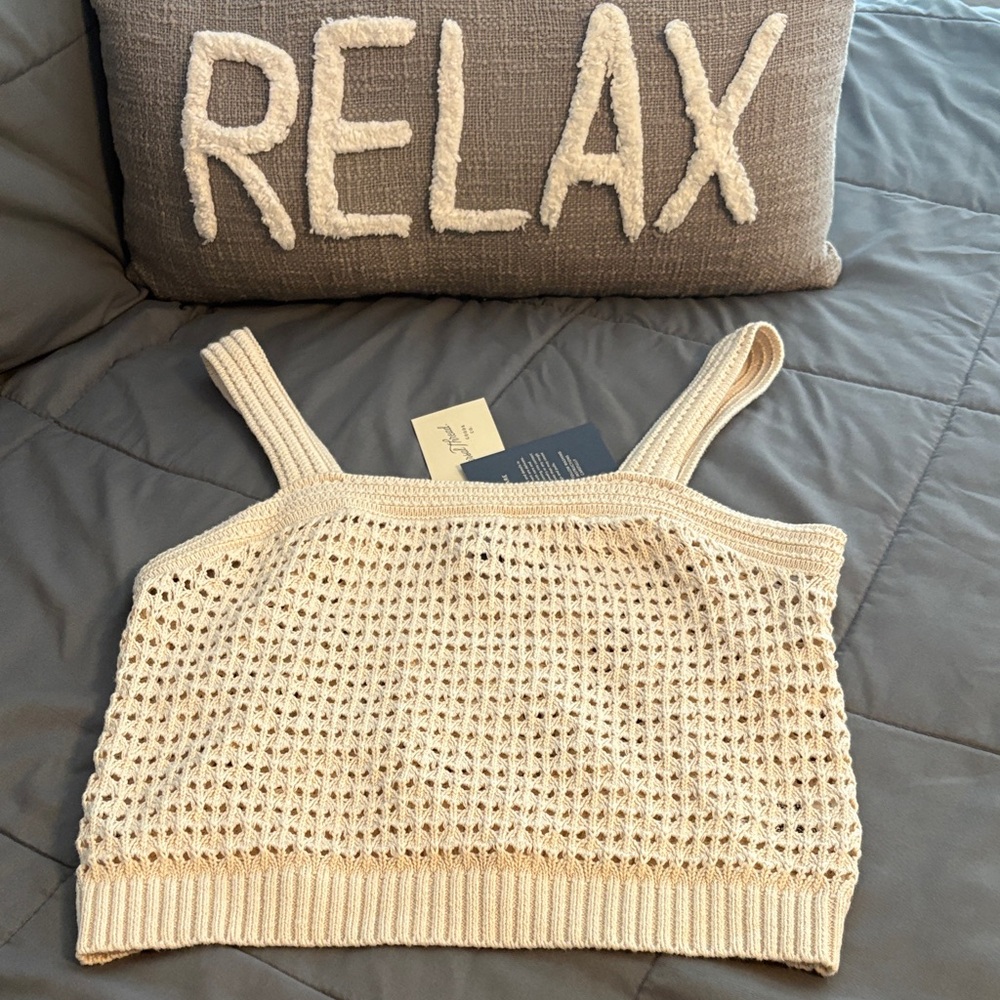 Universal Thread Cream Crochet Ribbed Tank Top - Picture 6 of 8